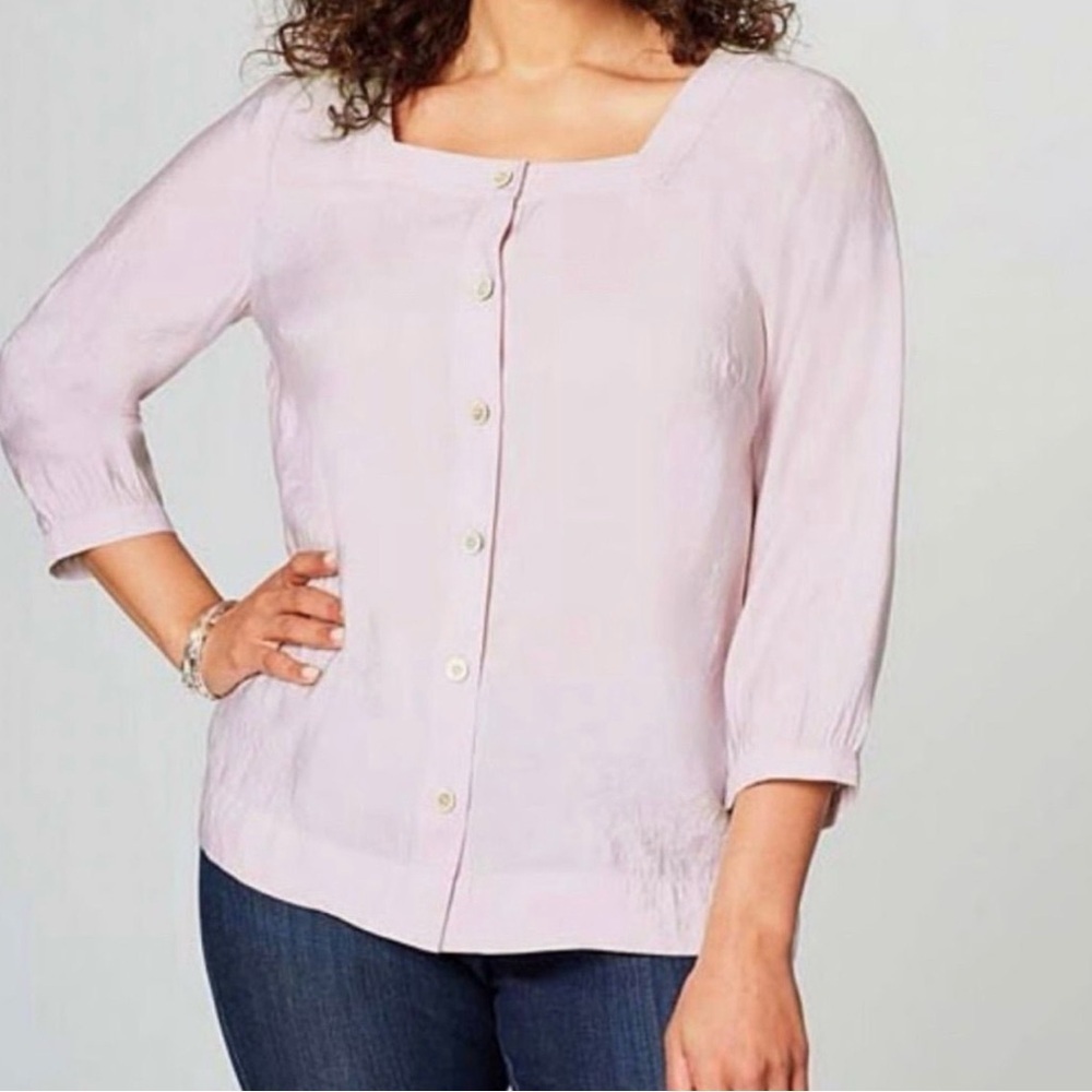 J. Jill Button Front Top Large Lilac EUC